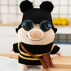 Peluche cochon habillé pull abeille