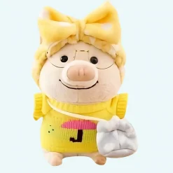 Peluche cochon habillé pull jaune