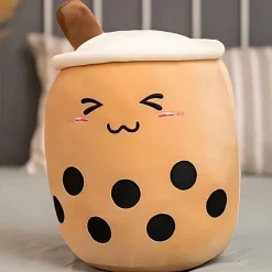 Peluche coussin Bubble tea mignon marron
