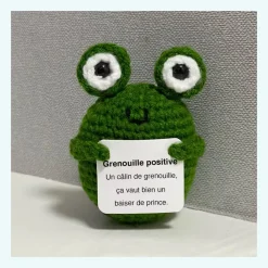 Peluche crochet positive grenouille