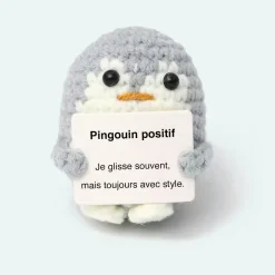 Peluche crochet positive pingouin