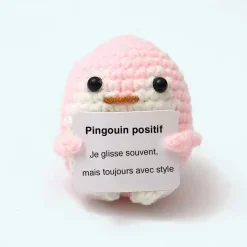 Peluche crochet positive pingouin