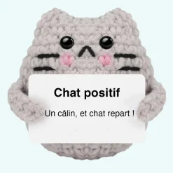 Peluche crochet positive chat