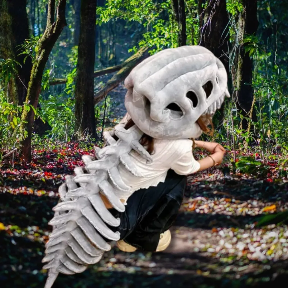 Peluche déguisement squelette de dinosaure