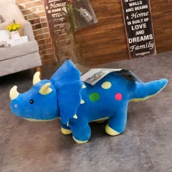 Peluche dinosaure toute douce bleue