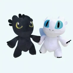 Peluche dragon noir ou blanc