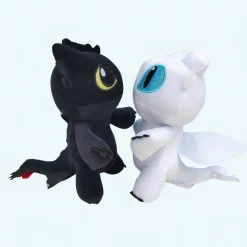 Peluche dragon noir ou blanc