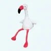 Peluche flamant rose coton côtelé blanc