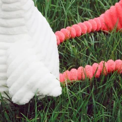 Peluche flamant rose coton côtelé blanc