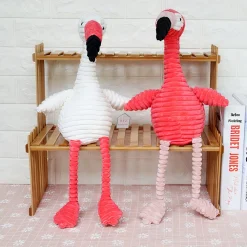 Peluche flamant rose coton côtelé
