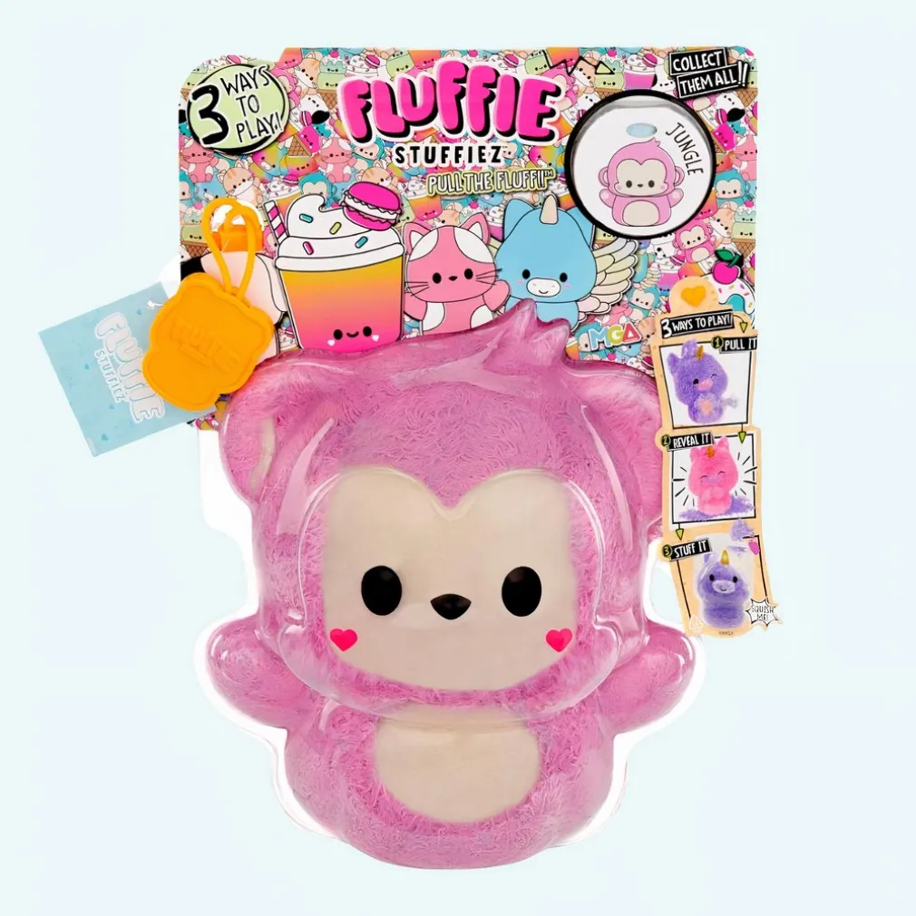 Peluche Fluffie Stuffiez petit singe rose