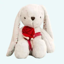 Peluche géante lapin blanc avec rose
