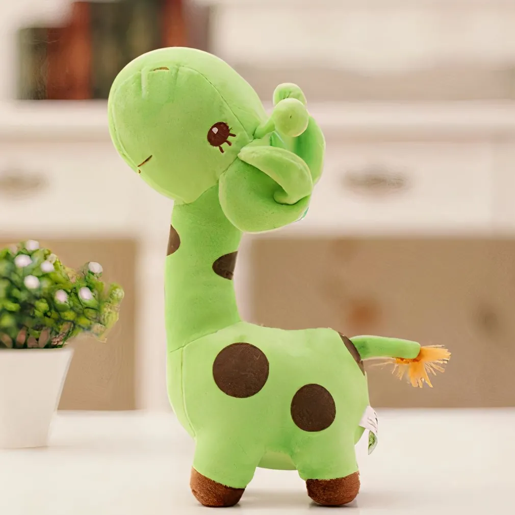 Peluche girafe toute mignonne verte