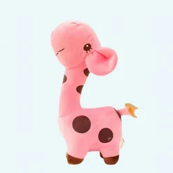 Peluche girafe toute mignonne rose