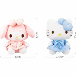 Peluche Hello Kitty en uniforme rose et bleu