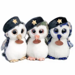Peluche hibou militaire bleu