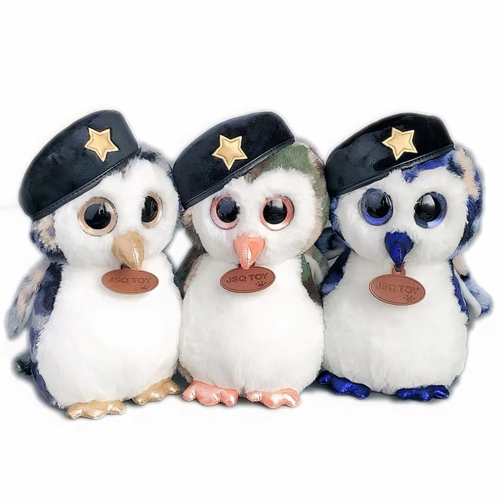 Peluche hibou militaire bleu