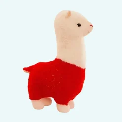 Peluche lama alpaga rouge