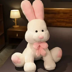 Peluche lapin blanc géant assis