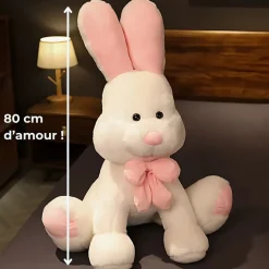 Peluche lapin blanc géant assis