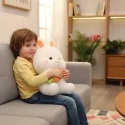 Peluche lapin blanc trop mimi
