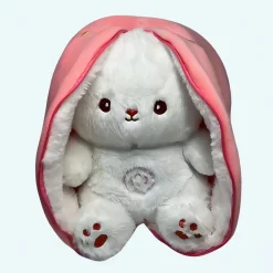 Peluche lapin fraise qui respire avec berceuses