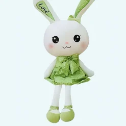 Peluche lapin géante avec robe verte