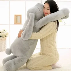 Peluche lapin gris géant