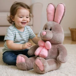Peluche lapin gris géante