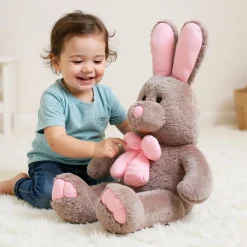 Peluche lapin gris géante
