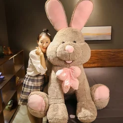Peluche lapin marron géant