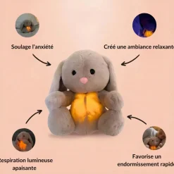 Peluche lapin qui respire avec berceuse apaisante