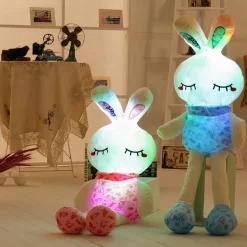 Peluche lapin rose lumineux
