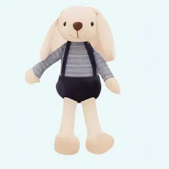 Peluche lapin tenue bleue