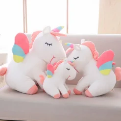Peluche licorne blanche arc-en-ciel