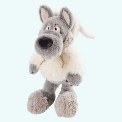 Peluche loup déguisé en mouton blanc