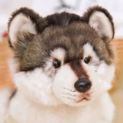 Peluche loup gris et blanc mignon