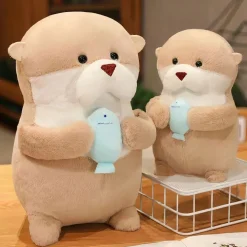 Peluche loutre avec son poisson