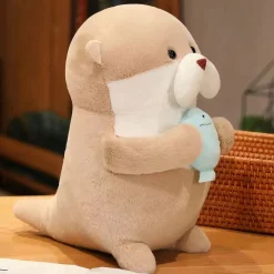 Peluche loutre avec son poisson