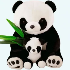 Peluche maman et bébé panda