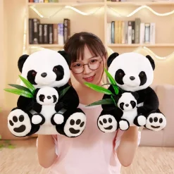 Peluche maman et bébé panda