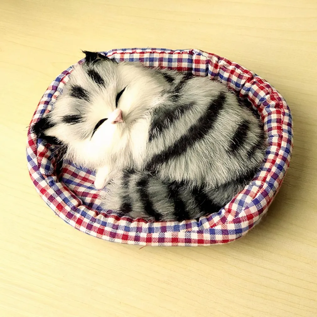 Peluche mini chat endormi