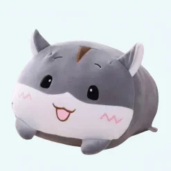 Peluche oreiller chat gris