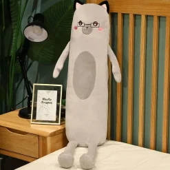 Peluche oreiller chat long