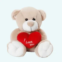 Peluche ours beige amour