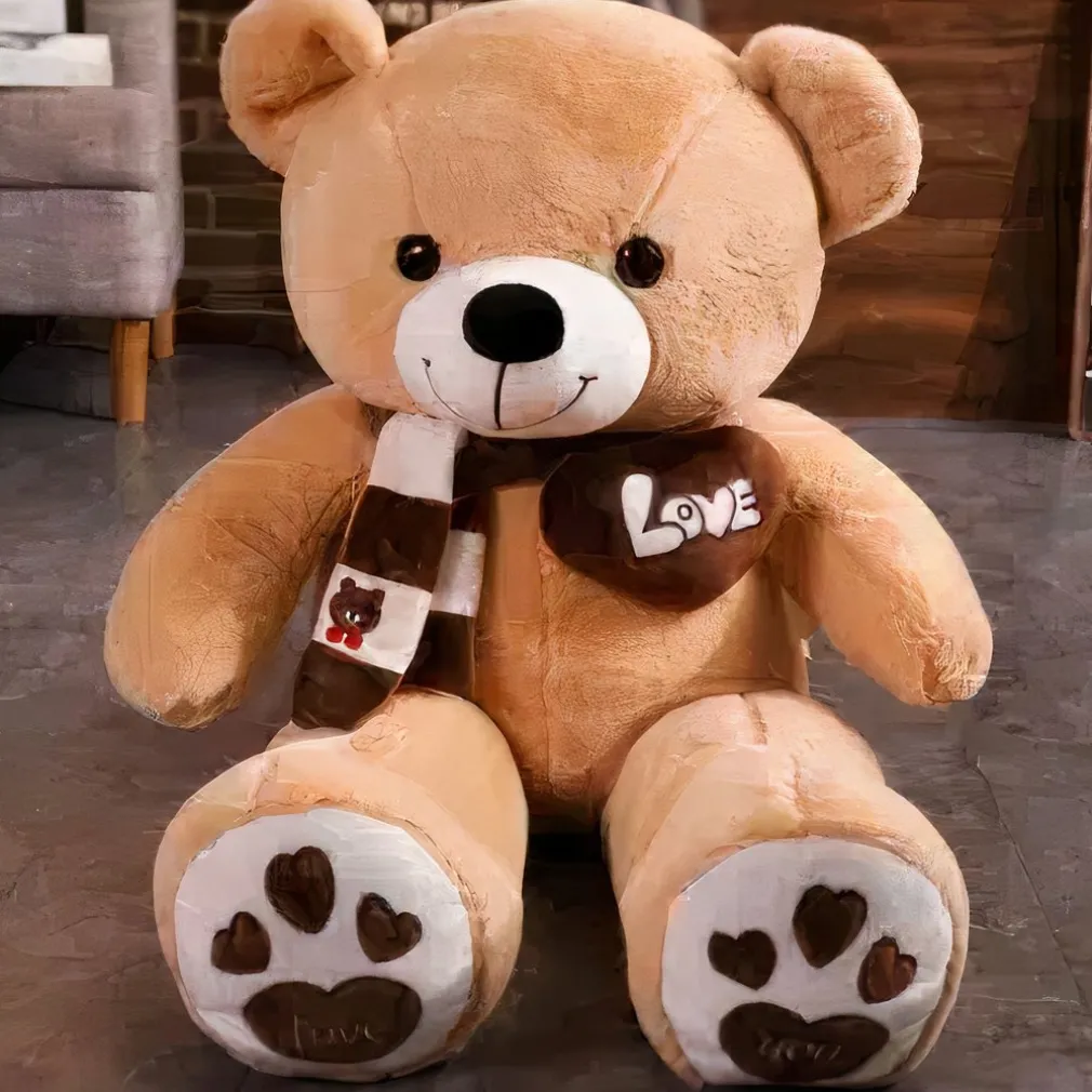 Peluche ours beige pleine d’amour