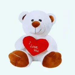 Peluche ours blanc amour