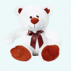 Peluche ours blanc noeud