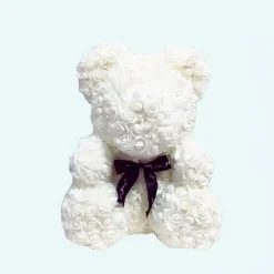 Peluche ours en fleurs Blanche
