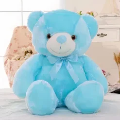 Peluche ours oreiller LED bleue